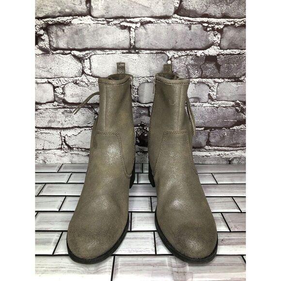 Clarks Metallic Leather Taupe Nevella Devon Zip Ankle Boots Women 7.5M US/38EU - Picture 2 of 16